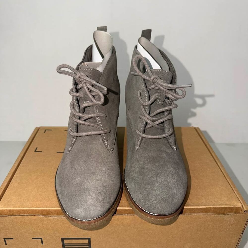 White Mountain Grey Suede Wedge Booties